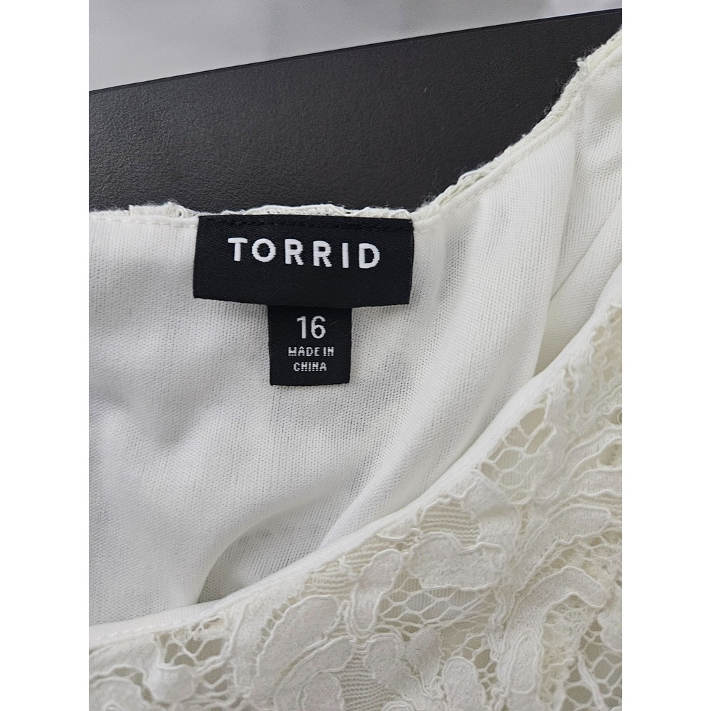 Torrid Lace Dress Plus Size 0 Boho Cottagecore Romantic Ivory Flowy - Picture 3 of 11